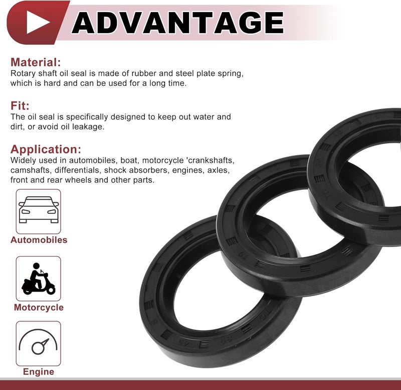 HEROFFIX 5 Pcs Rotary Shaft Seal High Pressure Oil Seal 30x45x8mm Black Nitrile 70 Durometer Rubber - Image 4